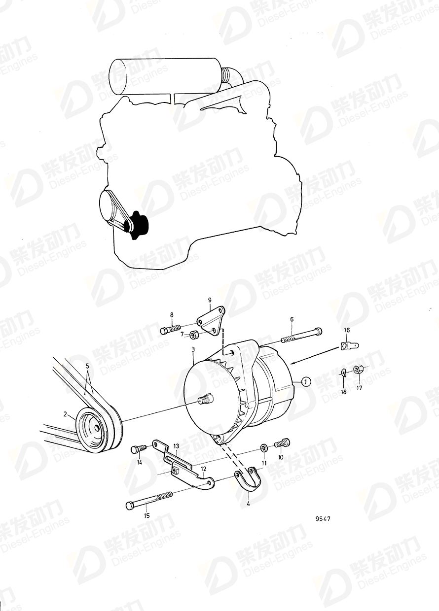 volvo penta V-belt 966383 Drawing volvo penta V-belt 966383 Drawing
